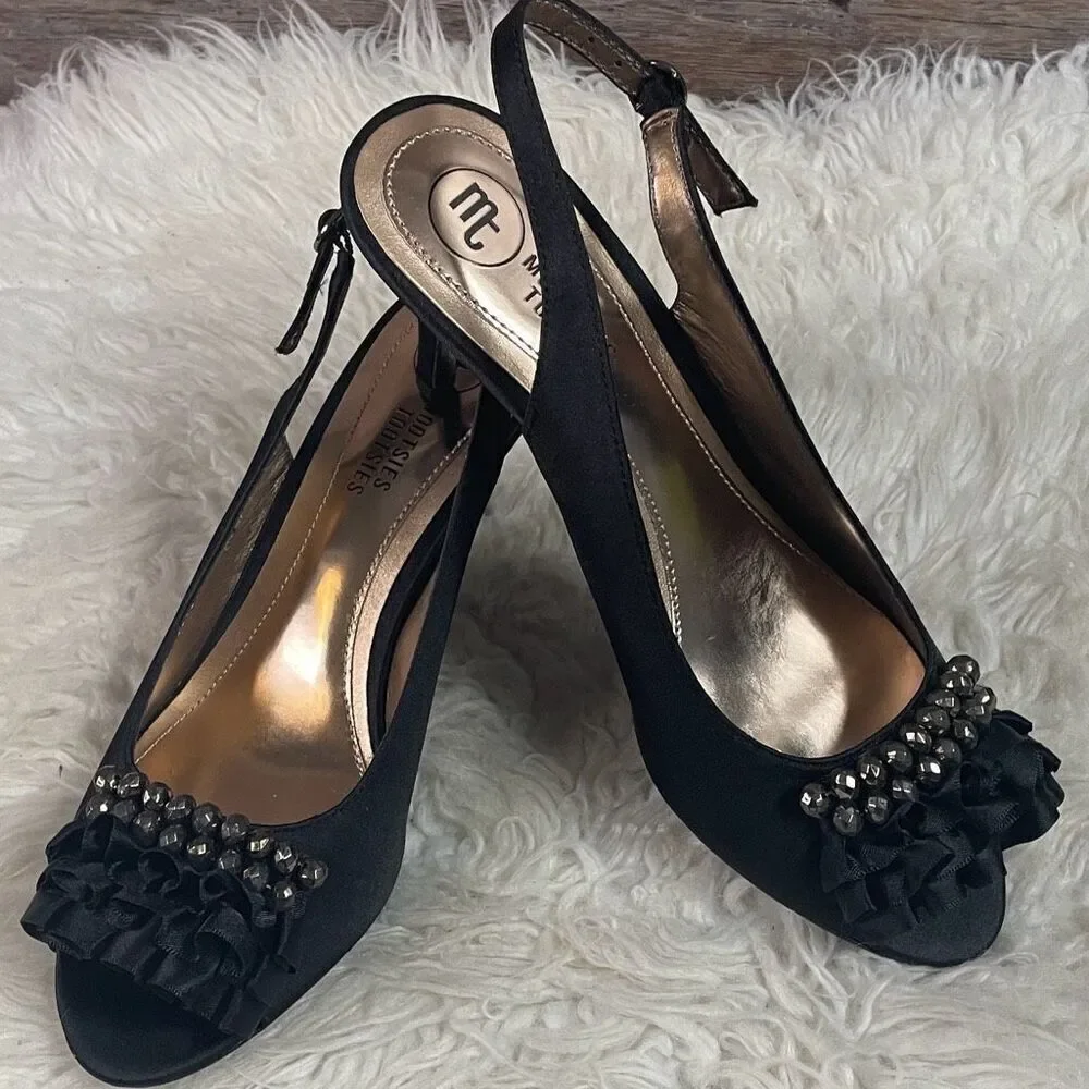 MOOTSIES TOOTSIES Women’s Mogiver Black Dressy Heels Sz 6/12M Prom Wedding Guest